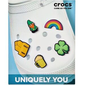 Crocs Jibbitz St Patrick’s Day 5-Pack Leprechaun Shamrock Rainbow Gold Beer